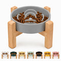 Petygooing Elevated Slow Feeder Ceramic Dog Bowls 8.26in, Slow Feeder Elevated Bowl for Small&Medium, Ceramic Slow Feeder Heavy Weighted Non-Toxic Non-Slip Puzzle Maze (Gray, 8.26in) - color: Gray, size: 8.26in