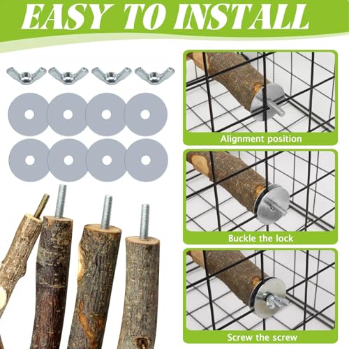 8-Piece Natural Wood Bird Perches for Budgie and Parakeet Cages - size: Core Perch & Platform - 8PCS