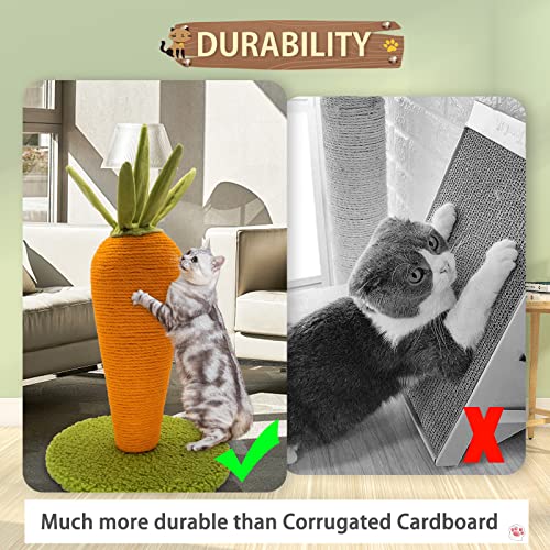 AUSCAT Cat Scratching Post, Cute Carrot Scratching Post, Nature Sisal Cat Scratcher for Indoor Cats and Kittens - color: Carrot