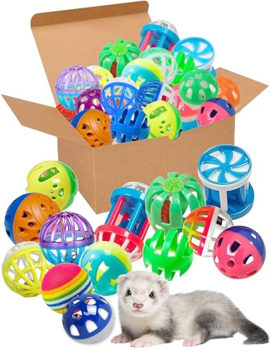 25-Pack Hollow Plastic Play Balls, Assorted Shapes for Ferrets - size: 1.5'' - 2.8''