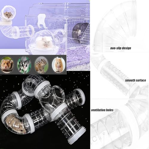 Hamster Tunnel Tubes DIY Toys Cage Accessories for Dwarf Gerbils - color: Transparent