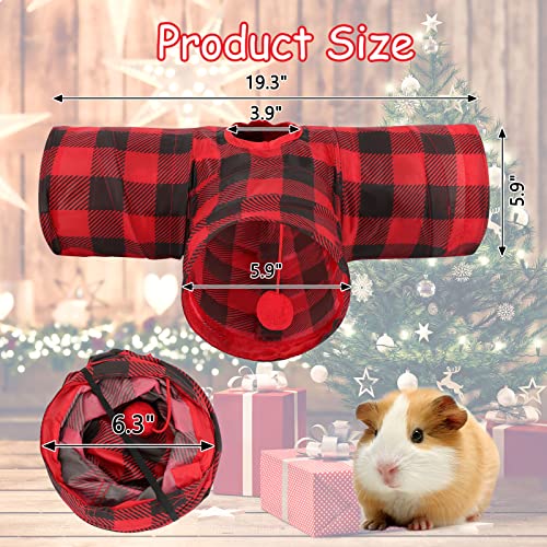 YUEPET 3 Way Bunny Hideout Tunnel, Guinea Pig Toys, Red Plaid - color: Plaid