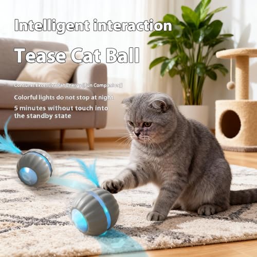 Interactive Cat Toys for Indoor Cats,Automatic Moving Kitten Toys - color: Grey