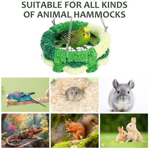 Bird Nest Hammock,Plush Hanging Bird Bed Swing Basket,Cozy Bird Cage Accessories for Parakeet,Budgie, Cockatiel, Lovebird,Finch,Small Pet Resting Spot,1 Pack（Green）