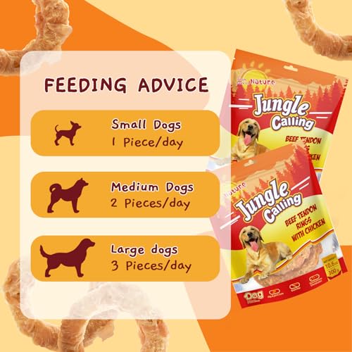 Jungle Calling Chicken Wrapped Beef Tendon Rings, Hip and Joint Support - size: 10.6 Ounce (Pack of 1)