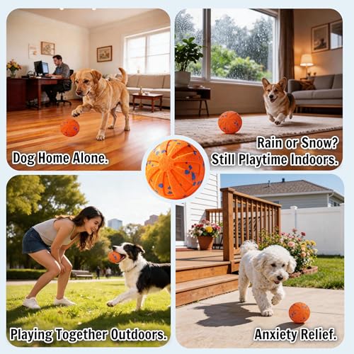 Self-Moving Rolling Dog Ball, Interactive Toy, Rechargeable - color: Energetic Orange