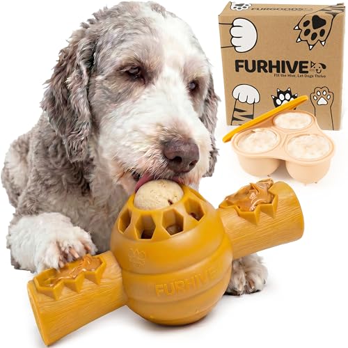FURHIVE Frozen Dog Treat Toy for Aggressive Chewers, Nylon Chew with Tray - color: Furhive