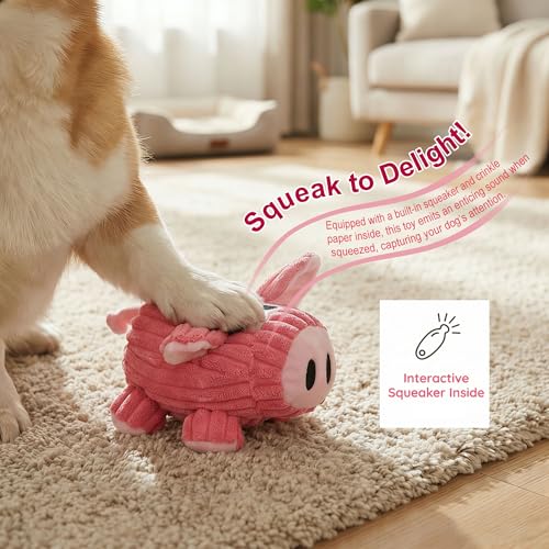 Squeaky Plush Pig Toy for Small/Medium Dogs, Chew & Boredom Relief - color: Pink Pig