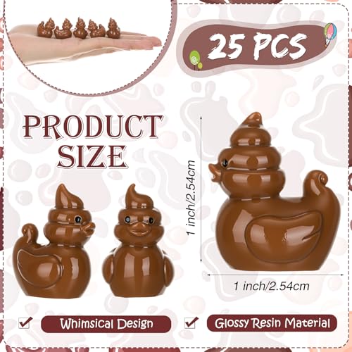 Chunful 25 Pcs Mini Resin Poop Duck Figures Small Poo Duck Figurines Toys - color: Brown, size: 2.5 x 2.5 cm/0.8 x 0.8 inch