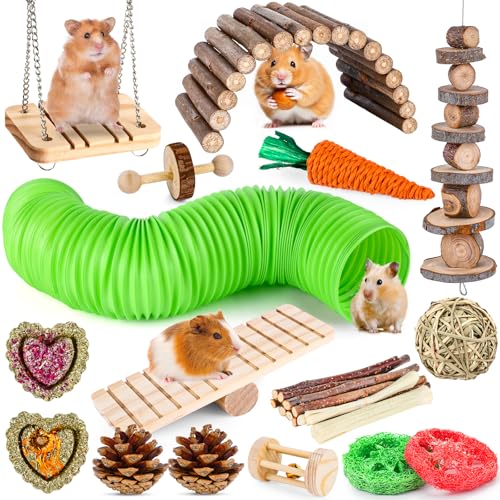 Hamster Toys Set, Guinea Pig Toys Bunny Small Animal Chewing Toy for Cage - size: 28Pack-hamster toys
