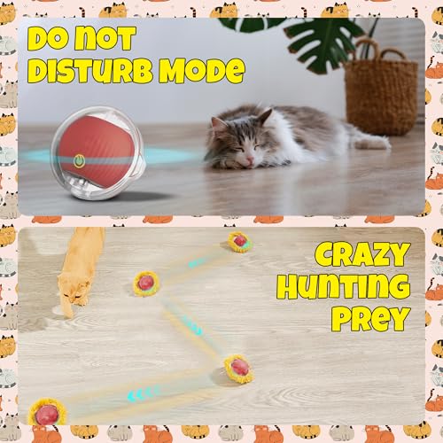 Brylex Interactive Cat Toys, Motion-Activated Rolling Ball with Play Mat, Automatic Hide-and-Seek Game, Fast & Slow Modes, USB Rechargeable Cat Enrichment Toy, 28" Play Mat - color: Peach