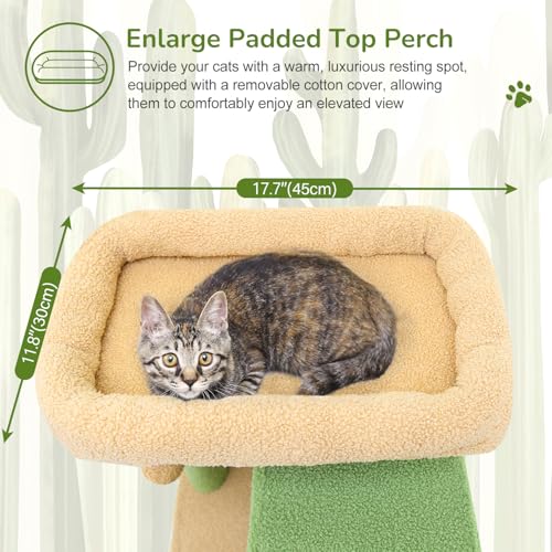 Globlazer F70 Pro Cactus Heavy Duty Cat Tree Tower for Indoor Large Cats - color: Cactus Green