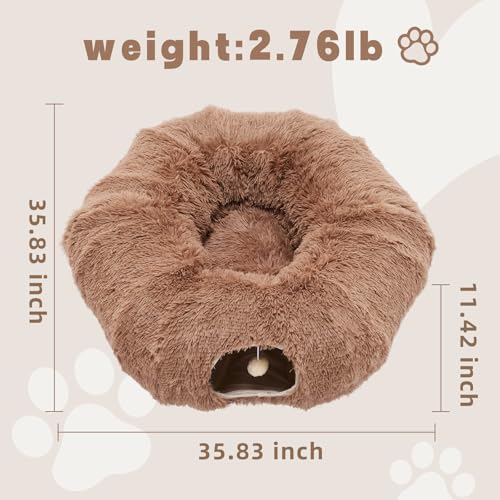 Cat Tunnels for Indoor Cats, Donut Tunnel Toys for Cats - Brown - color: Coffee