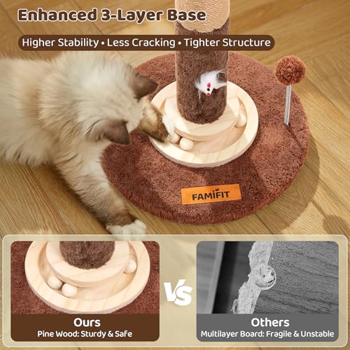 【Material Upgrade】 Famifit 53.6" Palm Tree Cat Scratching Post, Tall Tree - color: Brown