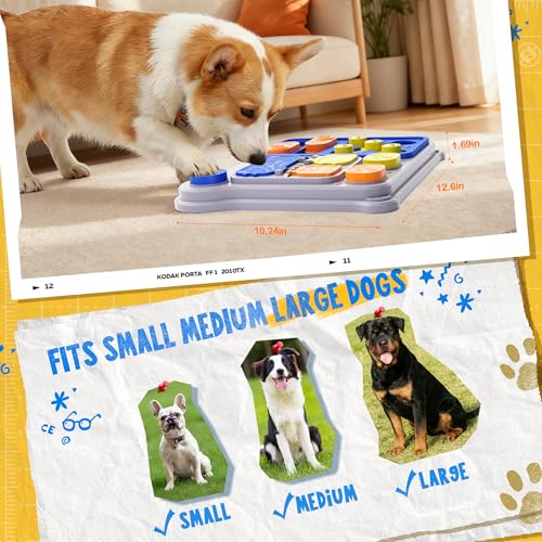 Dog Puzzle Toy, Dog Enrichment Toys, Level 1 Interactive Treat Dispensing Toy for Dogs, Slow Feeder for Mental Stimulation, Non-Slip Base, Detachable Easy-Clean Tray, Blue - color: Blue