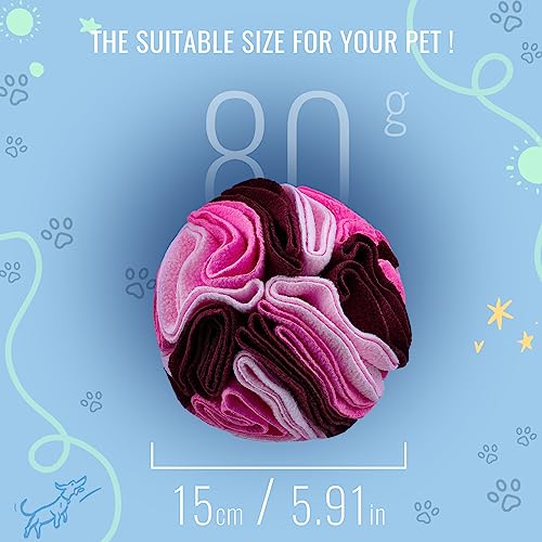 Pet Snuffle Ball, Puzzle Sniffing Interactive Dog Ball for Blind Dogs Training Stress Relief Dog Enrichment Toys Treat Machine Washable (15cm, Fantasy Pink) - color: Fantasy pink, size: 15cm