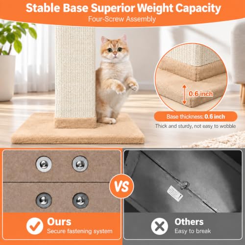 Cat Scratching Post 33 Inch Nature Sisal Cat Scratch Post for Indoor Cats, Large Cat Scratcher Protect Your Furniture Orange - color: Orange