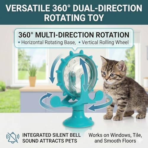 Ipetboom Cat Feeding Toy Rotating Windmill Treat Dispenser Pet Slow