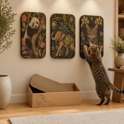4 Pack Cat Wall Scratcher, Art Cat Scratching Board for Cats - color: Elephant & Cat & Panda