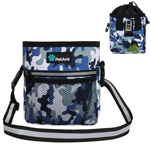 PetAmi Hands Free Dog Treat Pouch for Training and Walking, Camo Blue - color: Camo Blue