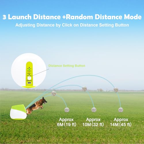 Automatic Dog Ball Launcher for Small to Medium Dogs, 2.2 Inch ETPU Dog Ball Thrower, 3 Distance Adjustable 19-39 Ft Interactive Dog Toy, Mental Stimulating Puppy Toy with 4 ETPU Balls (Light Green) - color: Light Green