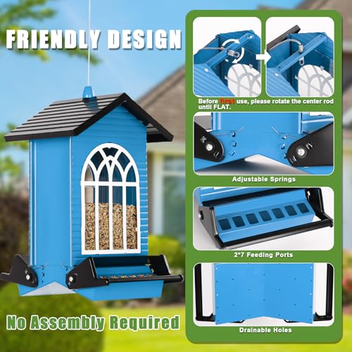 Gbekery Squirrel Proof Bird Feeders, 5LB Capacity, Weight-Activated, Blue - color: Blue