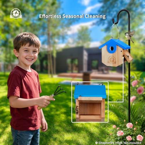 SISTERBIRD Wren Bird Houses for Outside, Bird House Warming Gifts, Blue - color: Blue