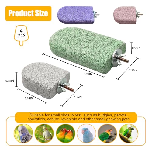 4Pcs Bird Beak Grinding Stone Lava Ledge Parrot Perch Stand Platform,Color - color: 4Pack Colorful | S & L
