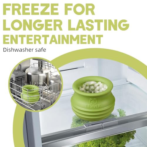 Dog Enrichment Treat Toy, Long-Lasting Wobbly Interactive Freeze Lick Toys for Dogs, Stuffable Puzzle Feeder Toy for Boredom, Silicone Treat Dispensing Chew Toy (Green,L) - color: Green, size: L