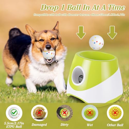 Automatic Dog Ball Launcher, Dog Ball Thrower with 3 Launching Distance - size: 20-46ft