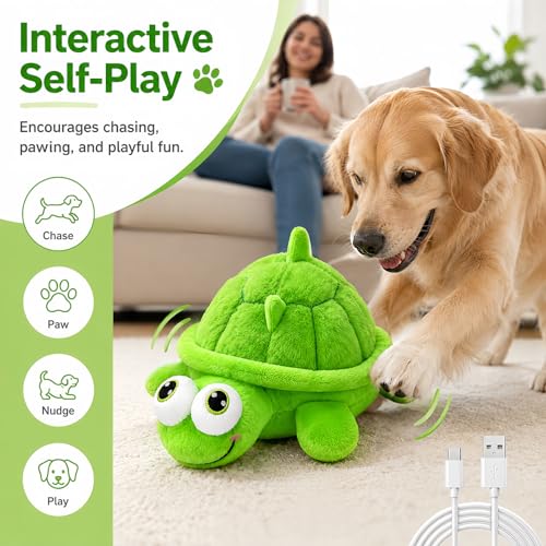 Interactive Dog Toys, Moving Turtle Dog Toy, Rechargeable Bouncing Ball Toy - color: Turtle
