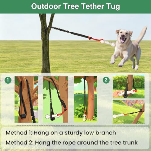 Dog Door Bungee Tug Toy, 4 Pieces, Small Medium Dogs 20 to 50lbs