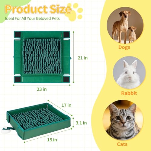 Liitrton Dog Snuffle Mat, Interactive Slow Feeding Sniff Mat for Dog, Green - color: Green
