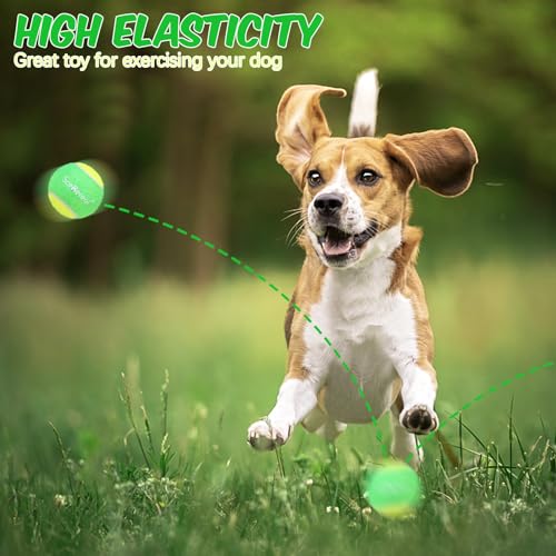 SCENEREAL Squeaky Tennis Balls for Dogs, 2.5" 12 Pack Puppy Fetch Balls Toys as Gifts for Holiday Halloween Thanksgiving Christmas, Interactive Dog Toys for Small Medium Sized Dogs Throwing Training