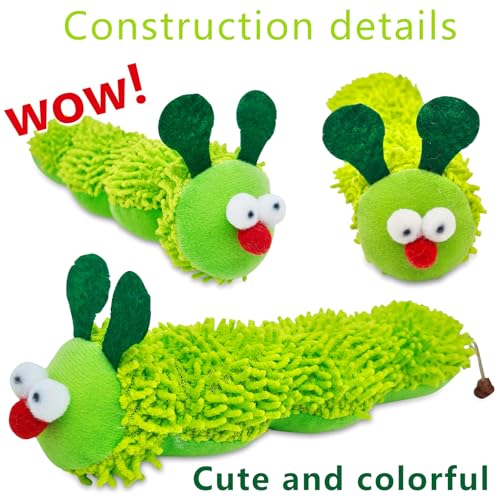 miwoowim 3 Pack Plush Caterpillar Cat Kicker, 9" Catnip & Gall Fruit Toy
