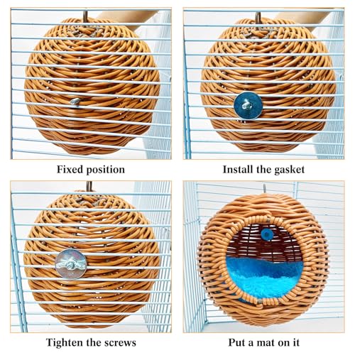BNOSDM Bird Nest with Soft Pad Breathable Small Parakeet House Set (Brown) - color: Brown Screw Fixation - Single-Hole Type
