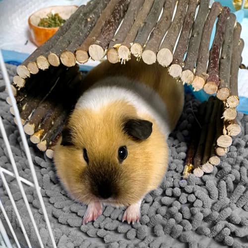 Tfwadmx Wooden Hamster Bridge, Extra Large Small Animal Bendy Bridge Tunnel Hut Hideout Ladder Hideaway Climbing Chew Toy for Gerbil Guinea Pig Chinchilla Rabbit Ferret Hedgehog Rat Gerbil - size: 1 pc willow wood