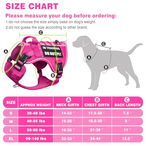 WINSEE Service Dog in Training Mesh Harness with 10 Removale Pet Patches - color: Pink, size: Medium