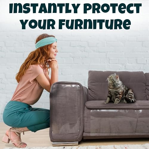 Couch Protector for Cats - 6 Pack, 14" x 11", Anti-Scratch Furniture Guard - size: 6-Pack + 52 Pins