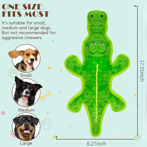 No Stuffing Dog Squeak Toys, Chew Toys for Small, Large Puppies Crocodile - color: Green