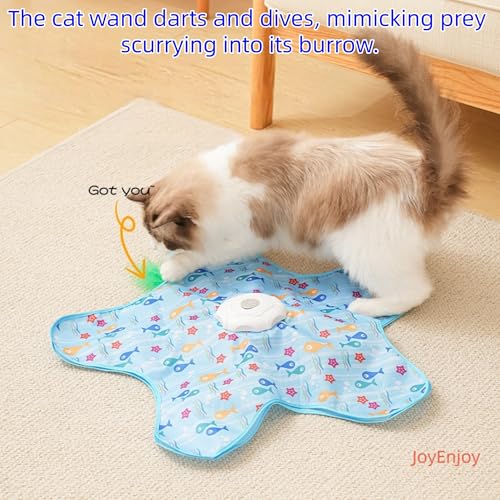 Hide and Seek Interactive Cat Toys, Puzzle Motion Activated for Indoor Cats - color: Fish Cover