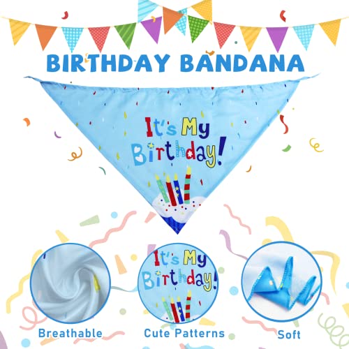lilfrd 9Pcs Blue Dog Birthday Toy Set, Squeaky Hat Bandana Gift for Dogs - style: Blue Birthday Pack