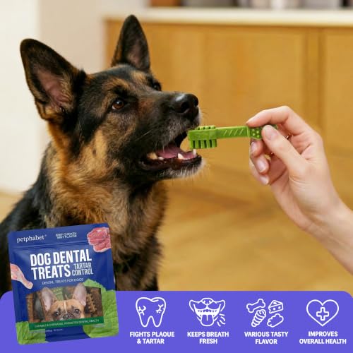 PETPHABET Dental Chews for Dogs, 3 Flavor Variety Pack, 15 Count