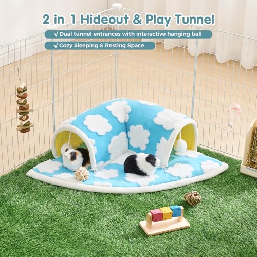 Avont Guinea Pig Tunnel Bed, Washable Hideout for Small Pets - color: Cloud