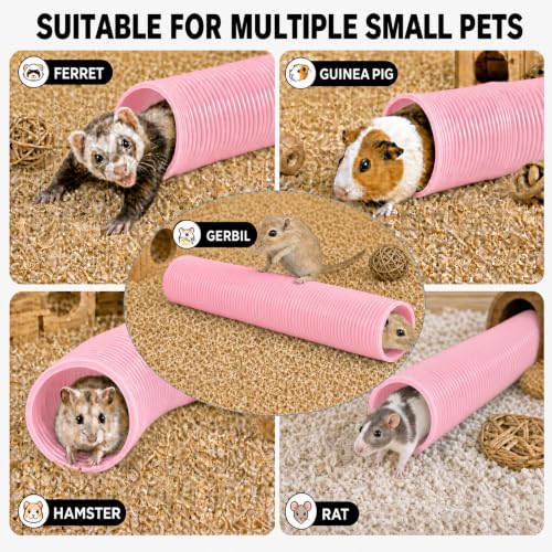 1 Pack Ferret Tubes & Tunnels with 4 Bell Balls, 3.9 in Wide, Pink - color: Pink, size: 1PCS