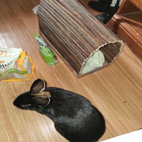 kathson Wooden Rabbit Hideout with Tunnel,Extra Large Bunny Bridge Guinea Pig Wood Ladder Flexible Hamster Ramp Small Animal Climbing Toys for Ferret Hedgehog Chinchillas and Other Rodents - size: XXL (40 x 27.5 inches)