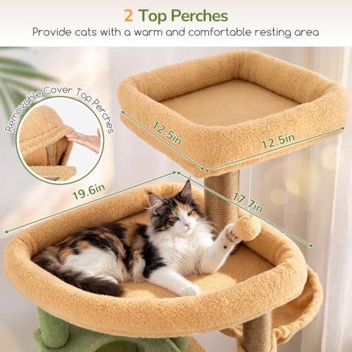 Globlazer Cactus Extra Tall Cat Tree for Large Cats, Heavy Duty Tower, F83C - color: Green