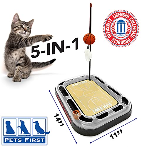 NCAA FLORIDA STATE Seminoles Basketball Court Cat Scratcher - REVERSIBLE Felt/Cardboard Toy, Cat Ball with Bell, Catnip-Filled Plush Basketball - color: Florida State Seminoles, style: Basketball Court