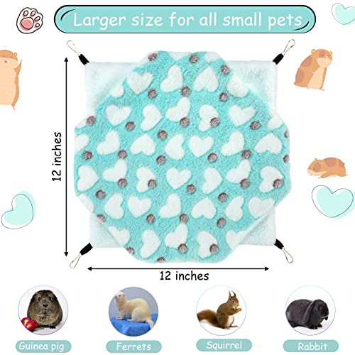 Boao 2 Pcs Guinea Pig Rat Hammock for Pet, Mint Green, Pink, Heart Pattern
