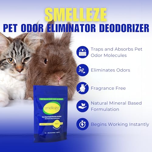 SMELLEZE Natural Pet Odor Eliminator Deodorizer Granules - 2 lb. Bottle